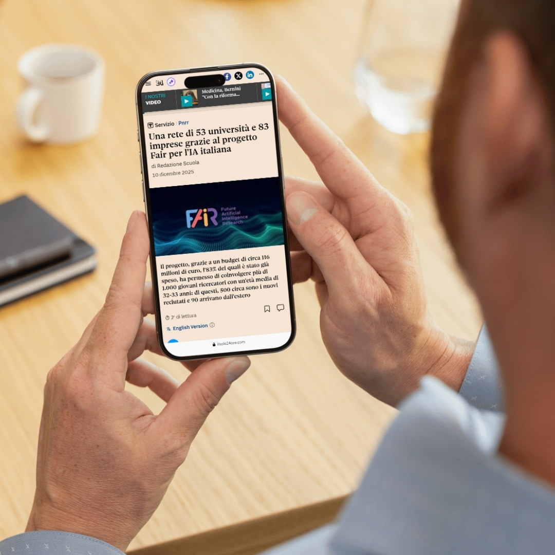 Schermata di uno smartphone che mostra un articolo de Il Sole 24 Ore sulla General Convention di FAIR