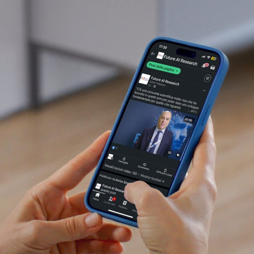 Schermata di smartphone che mostra un post della pagina Linkedin di FAIR