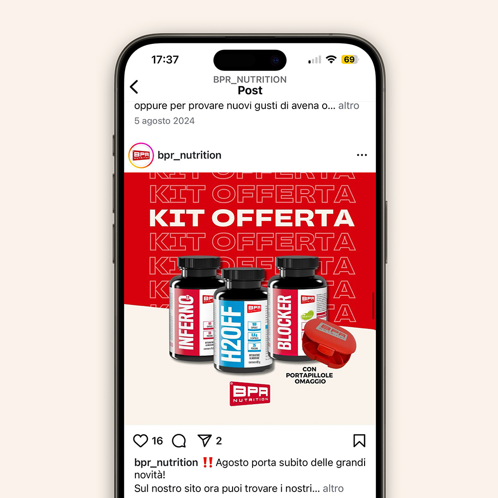 Post Instagram di BPR dal titolo "Kit offerta"